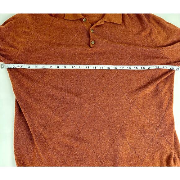 Dockers Size XLT Tall Collared Rust Brown Long Sleeve Sweater Argyle Polo Knit - Picture 6 of 9